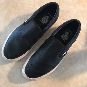 Vans Leather Perforated Slip On Shoes